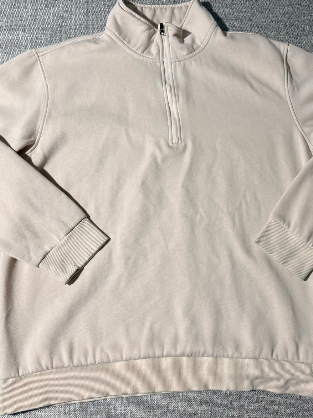 Pinspark Men's 1/4 Zip Fleece Pullover Sweatshirt Beige Off White Size XL